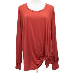 Karen Kane Rust Long Sleeve Plus Size Side Pick Up Top Size 3X